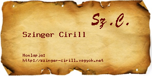Szinger Cirill névjegykártya